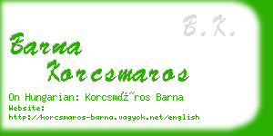 barna korcsmaros business card